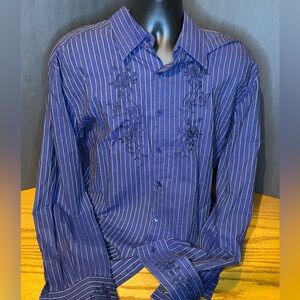 191 Unlimited Dark Blue embroidered long sleeve Shirt Snap Cuffs